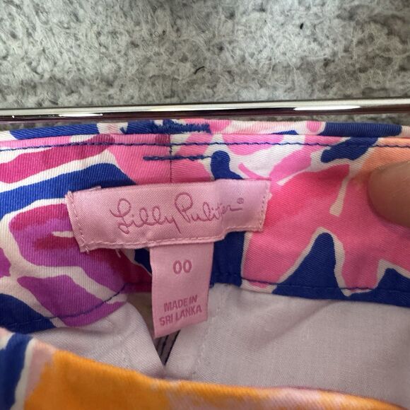 Lilly‎ Pulitzer Pants Womens Size 00 Pink Blue Callahan Chino Catch and Release - Picture 3 of 9